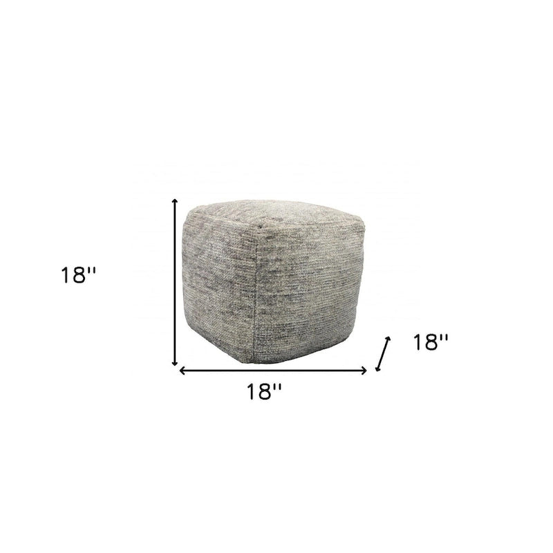 Poufs/Ottomans en cube de laine grise (18 pouces)