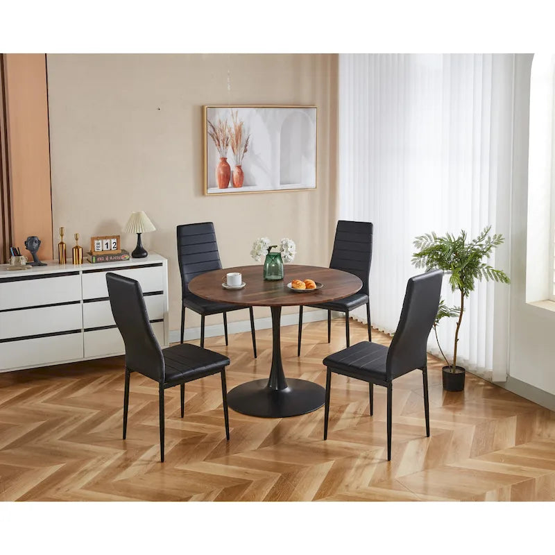 Table moderne avec plateau en MDF et pieds en métal pour les cuisines de petits espaces, utilisation multifonctionnelle et salon