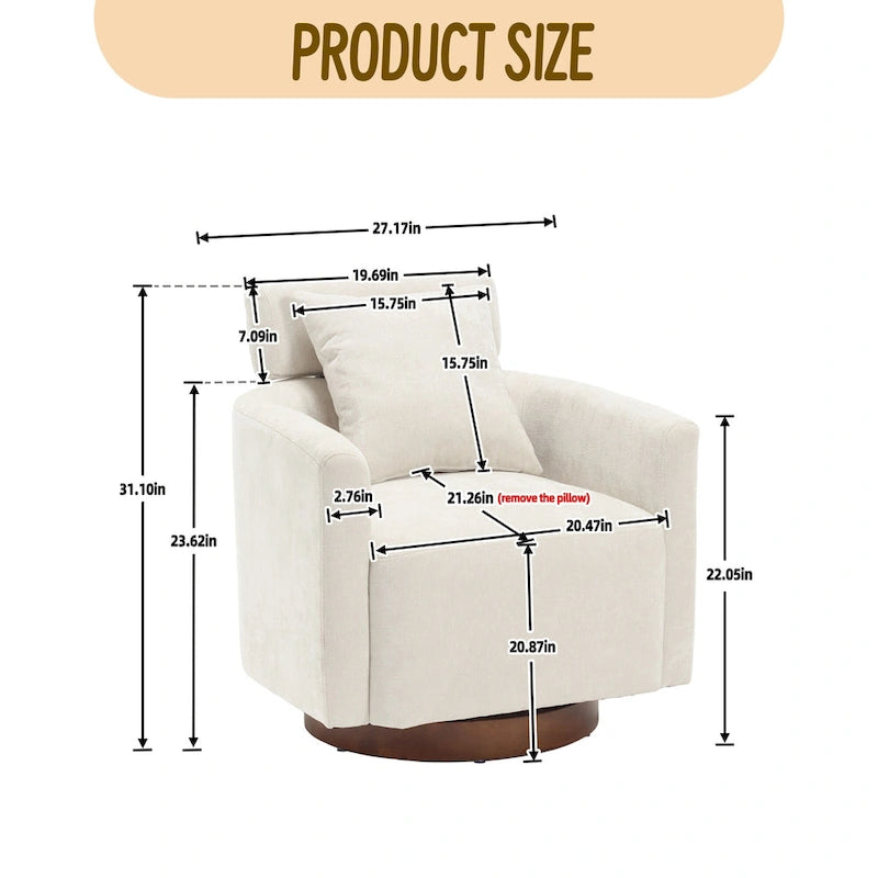 Fauteuil pivotant à 360 degrés, Fauteuil capitonné en chenille