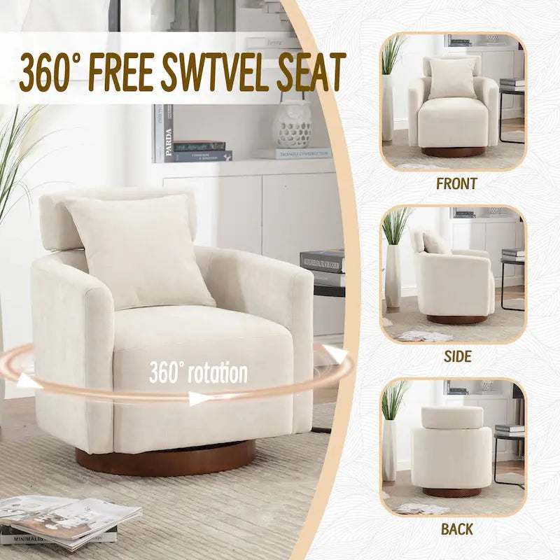 Fauteuil pivotant à 360 degrés, Fauteuil capitonné en chenille