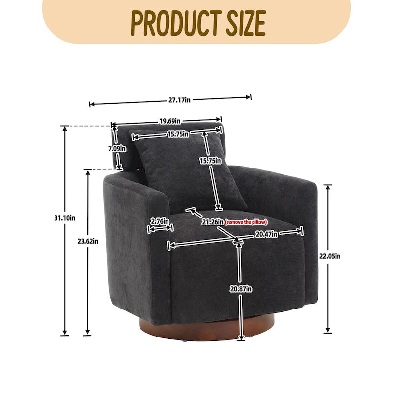 Fauteuil pivotant à 360 degrés, Fauteuil capitonné en chenille