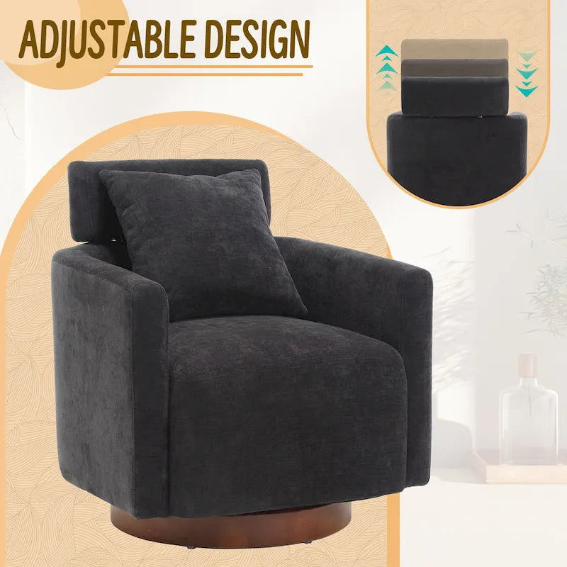 Fauteuil pivotant à 360 degrés, Fauteuil capitonné en chenille