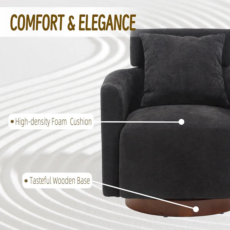 Fauteuil pivotant à 360 degrés, Fauteuil capitonné en chenille