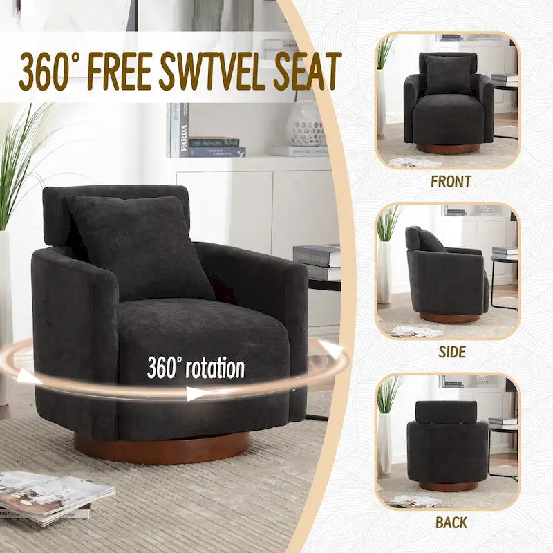 Fauteuil pivotant à 360 degrés, Fauteuil capitonné en chenille