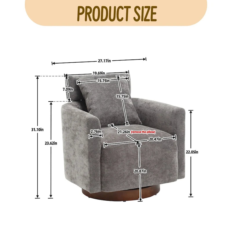 Fauteuil pivotant à 360 degrés, Fauteuil capitonné en chenille