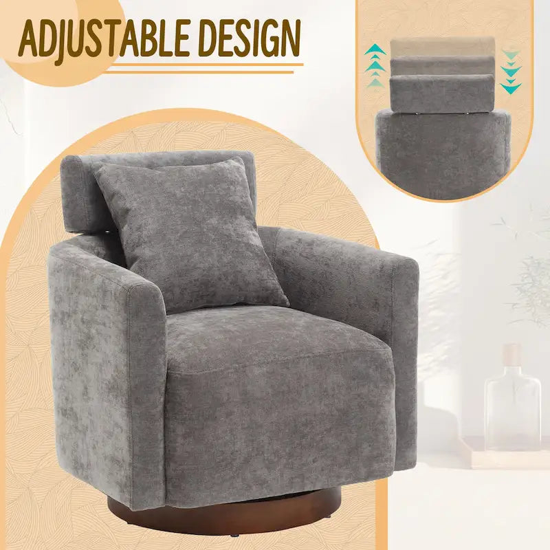 Fauteuil pivotant à 360 degrés, Fauteuil capitonné en chenille