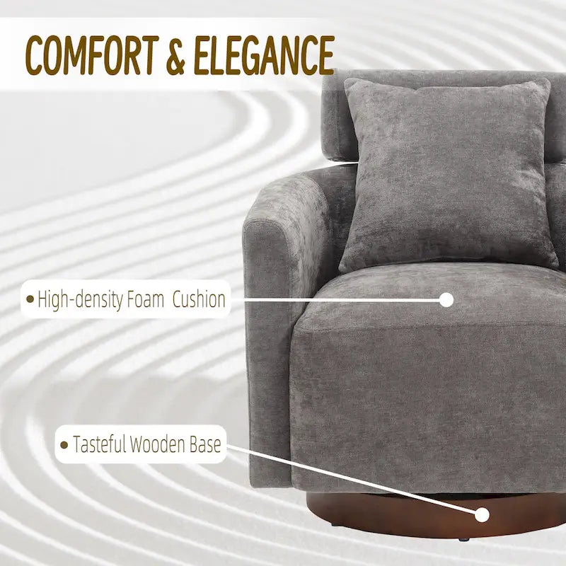 Fauteuil pivotant à 360 degrés, Fauteuil capitonné en chenille