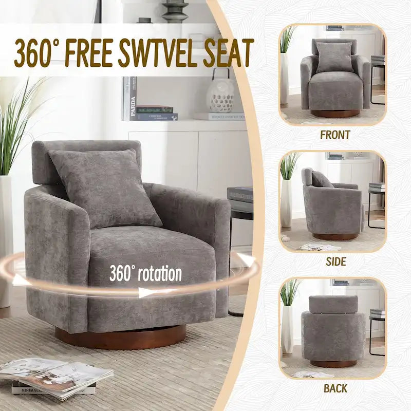 Fauteuil pivotant à 360 degrés, Fauteuil capitonné en chenille