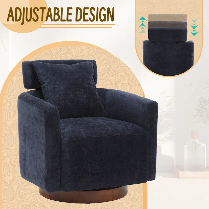 Fauteuil pivotant à 360 degrés, Fauteuil capitonné en chenille