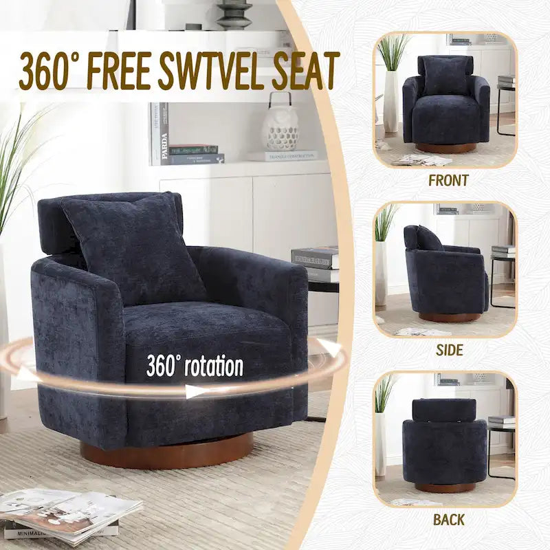Fauteuil pivotant à 360 degrés, Fauteuil capitonné en chenille