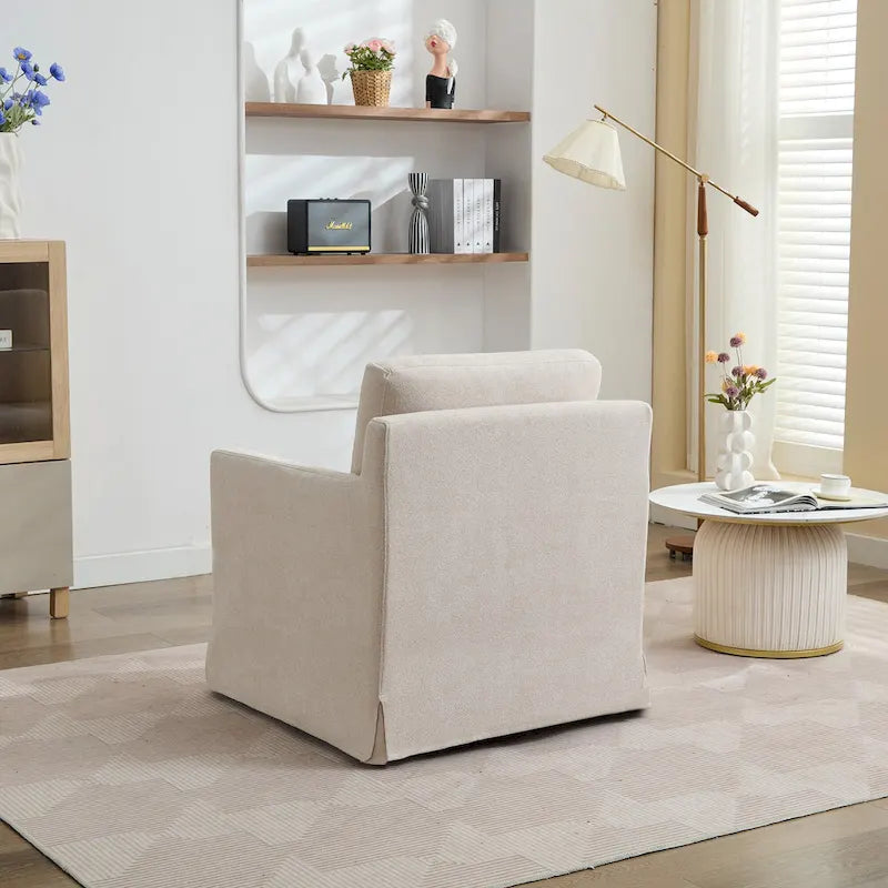 Fauteuil pivotant d'appoint en chenille avec jupe et base en métal