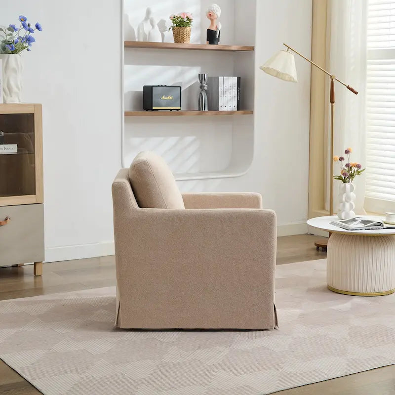 Fauteuil pivotant d'appoint en chenille avec jupe et base en métal