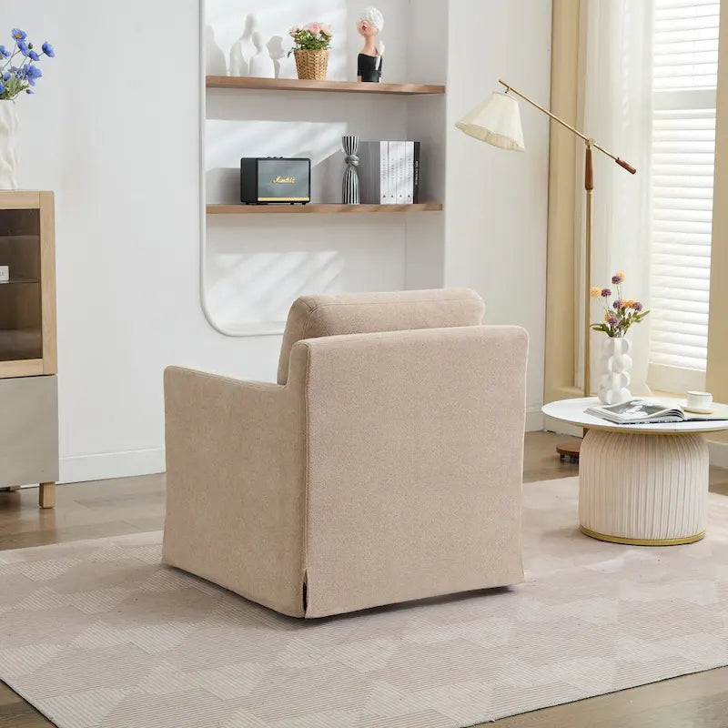 Fauteuil pivotant d'appoint en chenille avec jupe et base en métal
