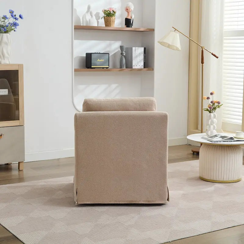 Fauteuil pivotant d'appoint en chenille avec jupe et base en métal