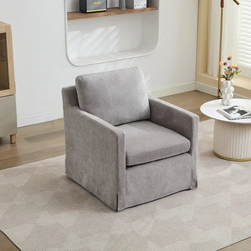 Fauteuil pivotant d'appoint en chenille avec jupe et base en métal