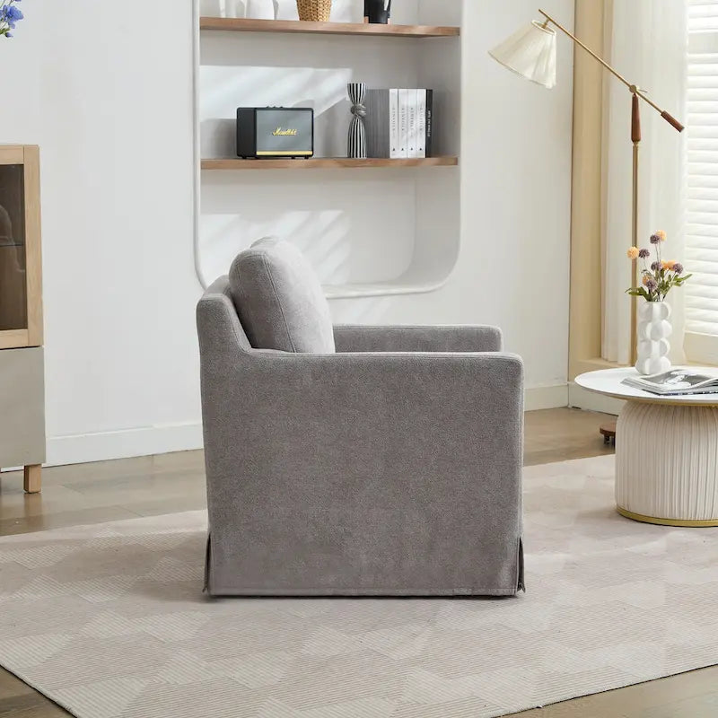 Fauteuil pivotant d'appoint en chenille avec jupe et base en métal