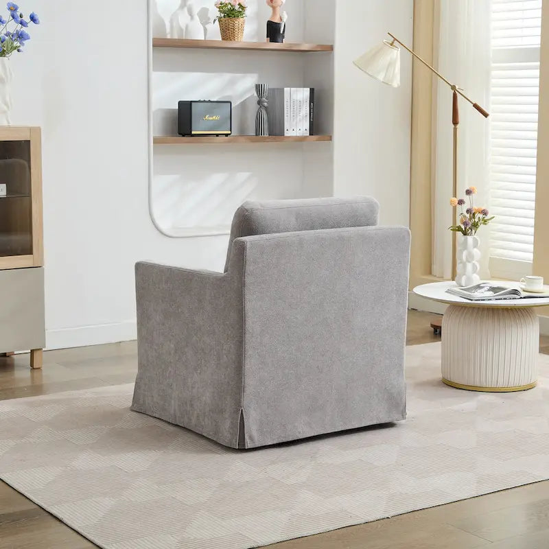 Fauteuil pivotant d'appoint en chenille avec jupe et base en métal