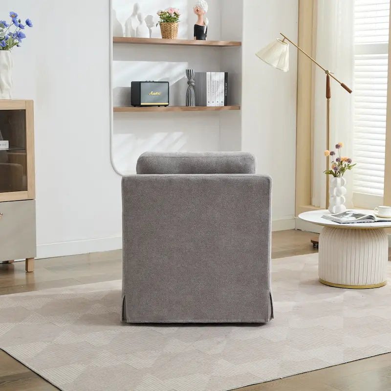 Fauteuil pivotant d'appoint en chenille avec jupe et base en métal