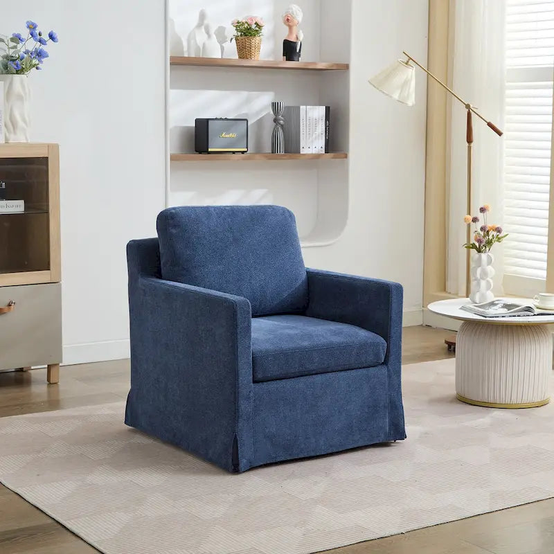 Fauteuil pivotant d'appoint en chenille avec jupe et base en métal