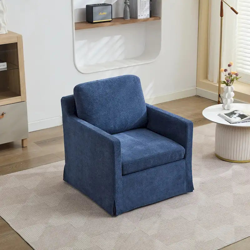Fauteuil pivotant d'appoint en chenille avec jupe et base en métal