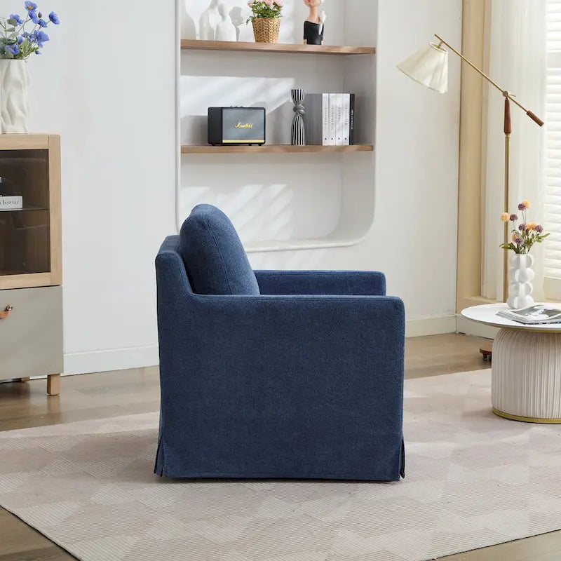 Fauteuil pivotant d'appoint en chenille avec jupe et base en métal