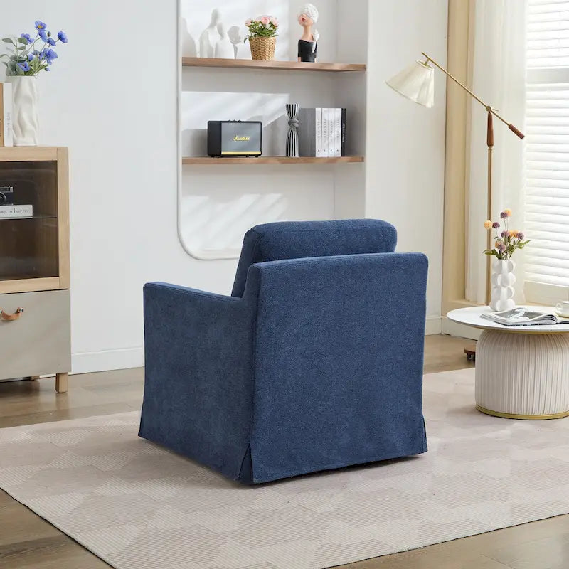 Fauteuil pivotant d'appoint en chenille avec jupe et base en métal