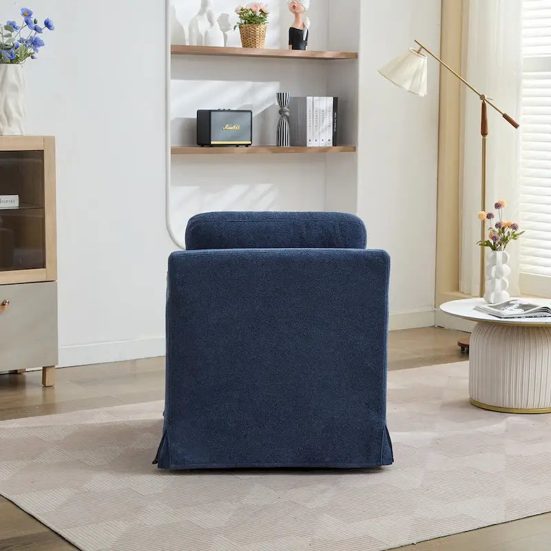 Fauteuil pivotant d'appoint en chenille avec jupe et base en métal
