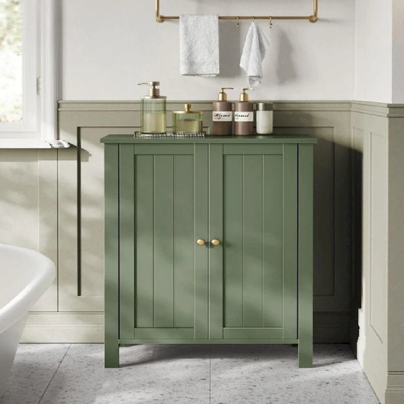 Meuble de rangement moderne vert forêt pour salle de bain avec étagères réglables et design peu encombrant - 11,8P x 23,6L x 31,5H
