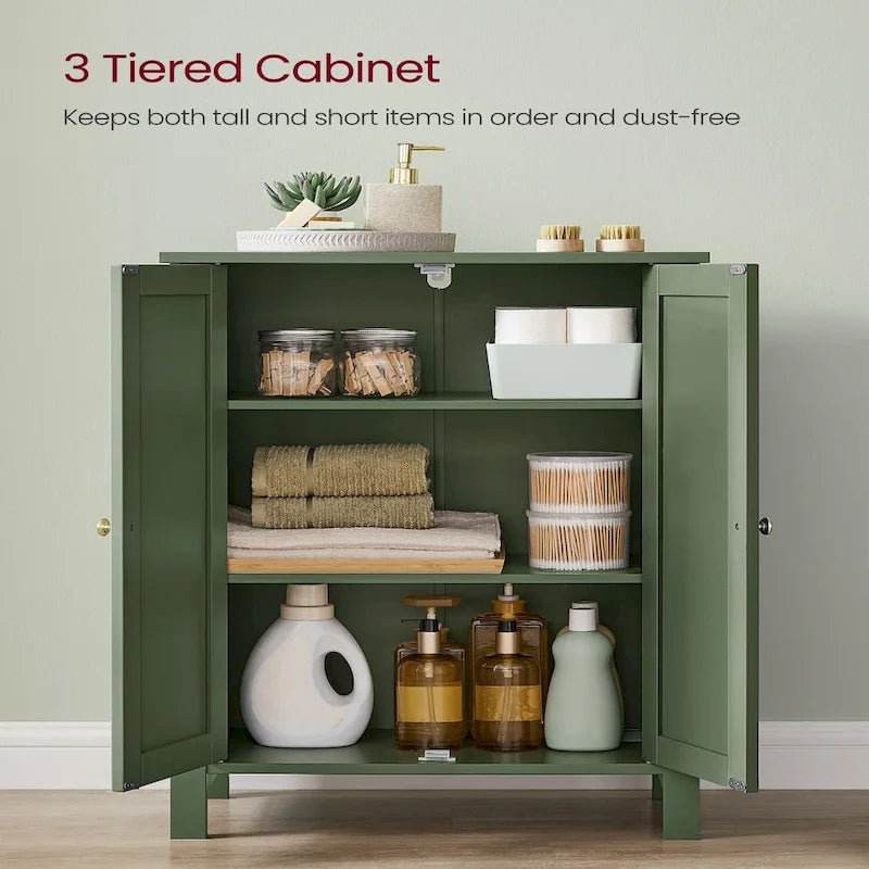 Meuble de rangement moderne vert forêt pour salle de bain avec étagères réglables et design peu encombrant - 11,8P x 23,6L x 31,5H
