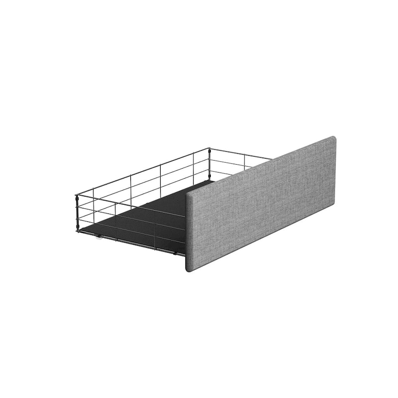 Lit plateforme pleine grandeur gris clair avec lumières DEL et tiroirs de rangement
