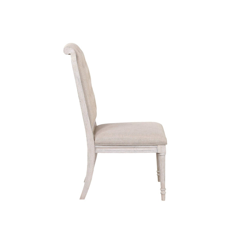 Chaise d'appoint moderne sans accoudoirs rembourrée de 20 pouces avec pieds en bois et coussin capitonné (lot de 2)