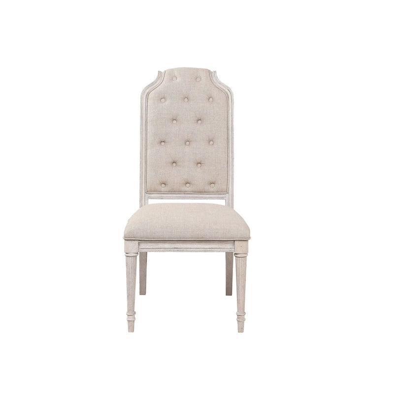 Chaise d'appoint moderne sans accoudoirs rembourrée de 20 pouces avec pieds en bois et coussin capitonné (lot de 2)