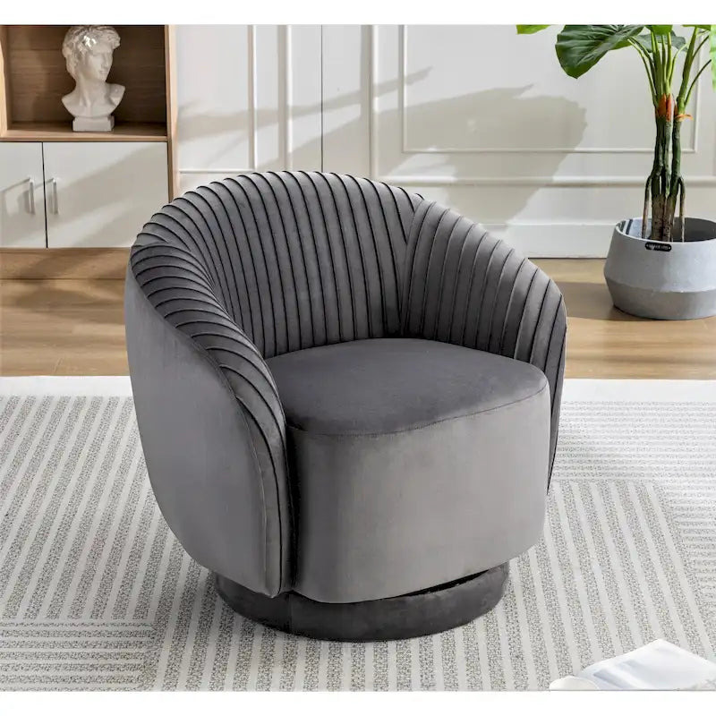 Petit fauteuil tonneau pivotant en velours Milvo