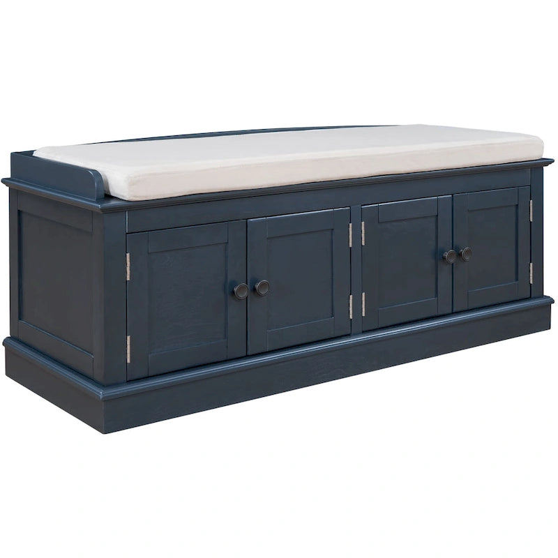 Banc de rangement avec 4 portes et étagères réglables