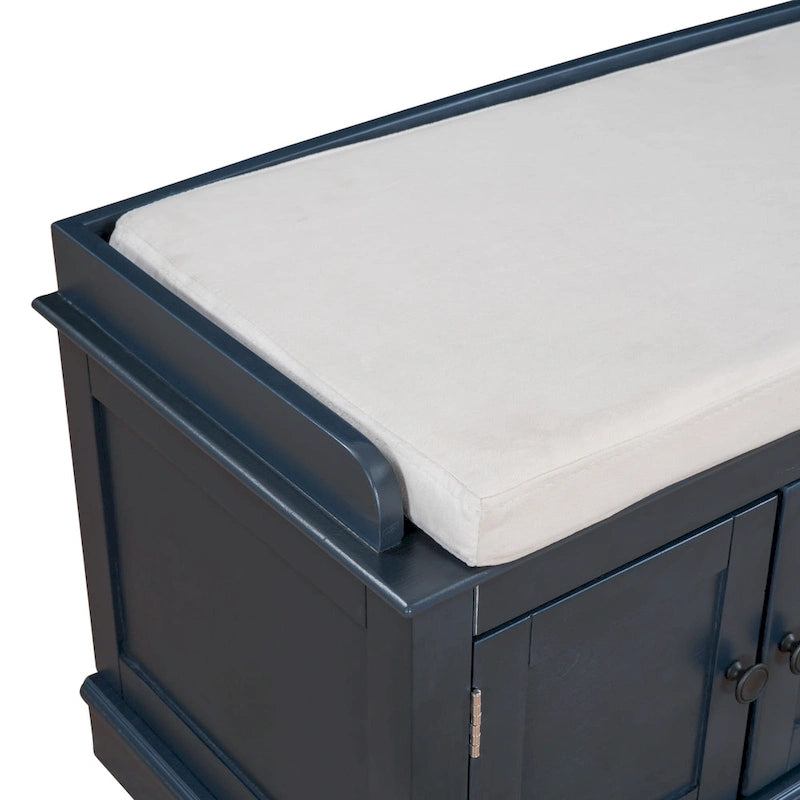 Banc de rangement avec 4 portes et étagères réglables