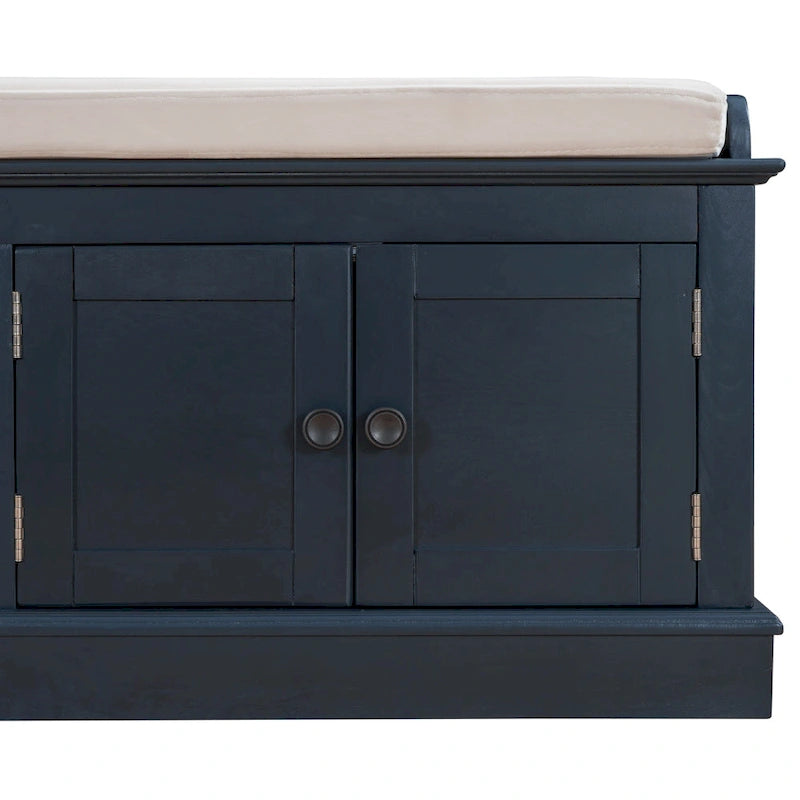 Banc de rangement avec 4 portes et étagères réglables
