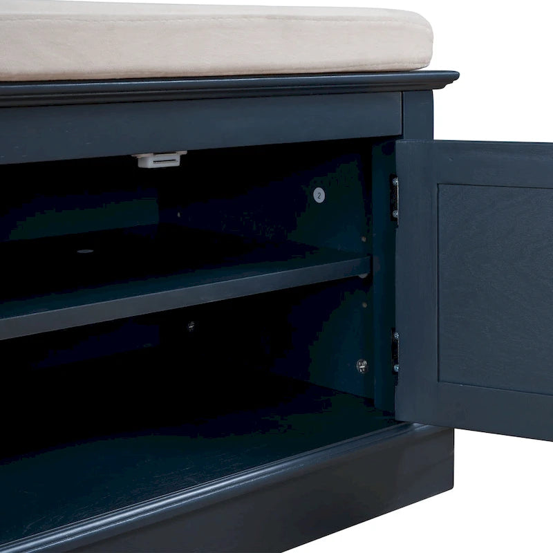 Banc de rangement avec 4 portes et étagères réglables
