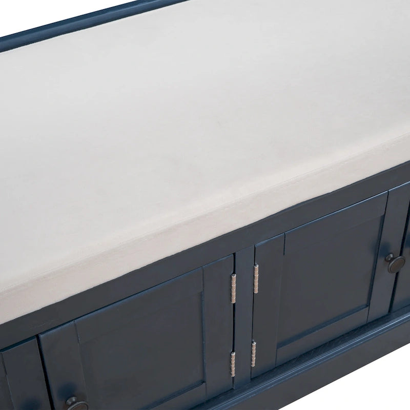 Banc de rangement avec 4 portes et étagères réglables