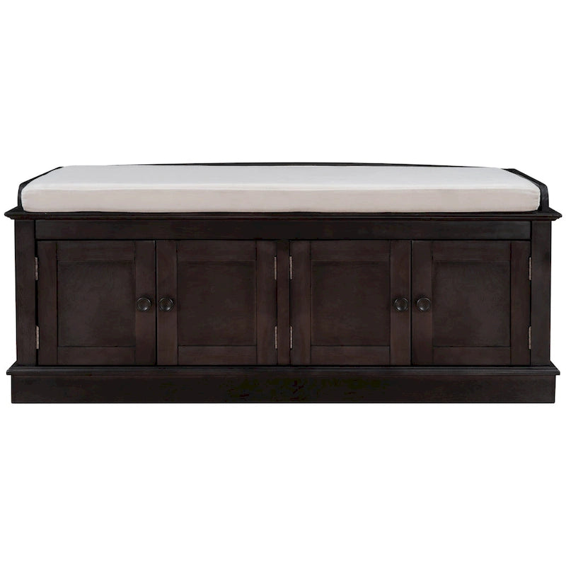 Banc de rangement avec 4 portes et étagères réglables