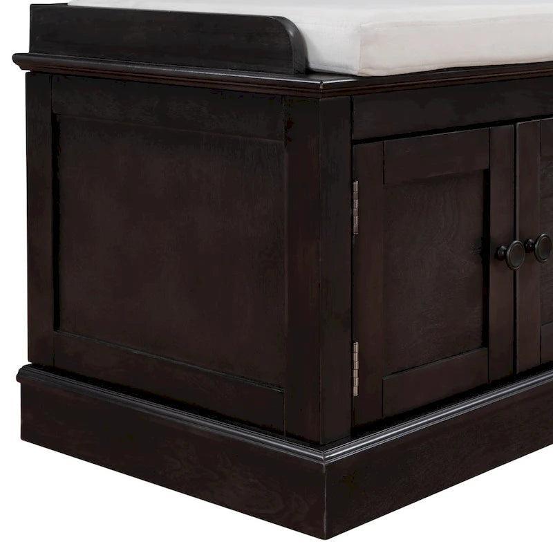 Banc de rangement avec 4 portes et étagères réglables
