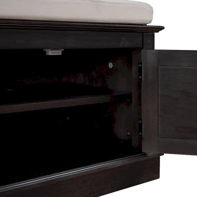 Banc de rangement avec 4 portes et étagères réglables