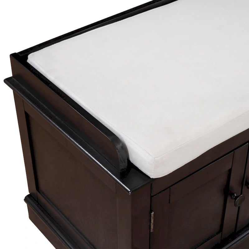 Banc de rangement avec 4 portes et étagères réglables