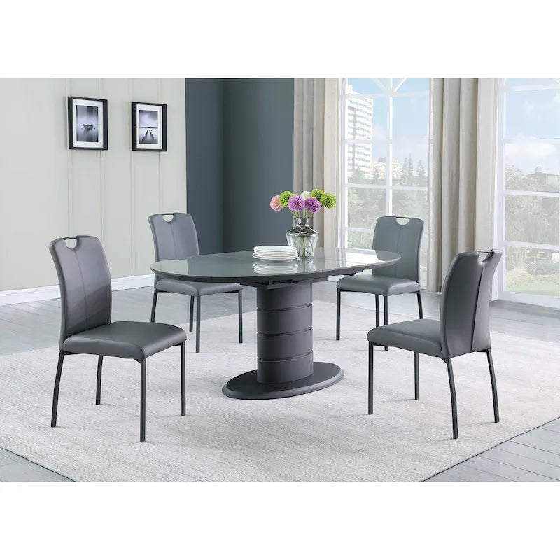 Table à manger extensible avec piètement rayé Art déco