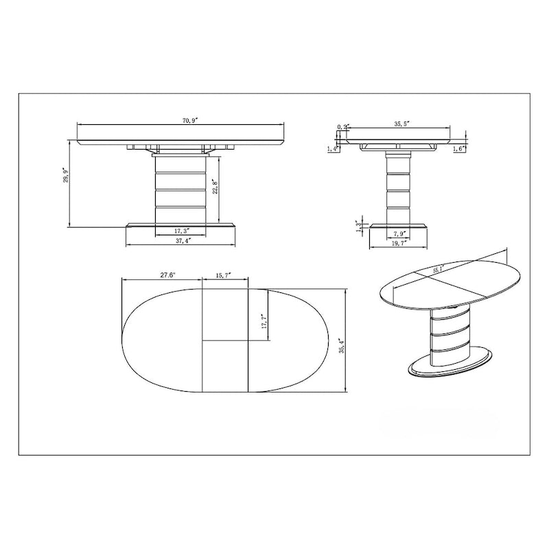Table à manger extensible avec piètement rayé Art déco