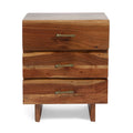 Table de chevet bohème faite à la main en bois d'acacia à 3 tiroirs par