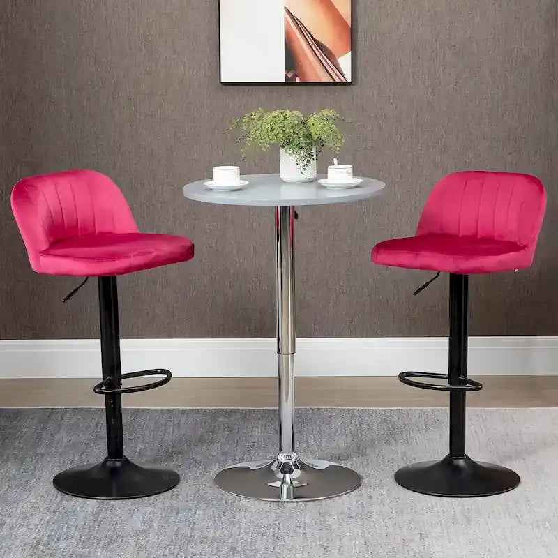 Lot de 2 tabourets de bar réglables, tabourets de bar en velours hauteur comptoir, tabourets de cuisine rembourrés avec siège pivotant, cadre en acier