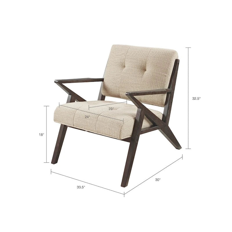Fauteuil rembourré avec cadre en bois oblique
