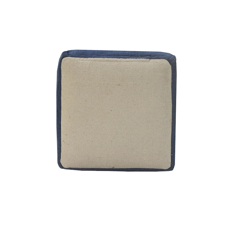 Pouf plissé bleu marine uni fait main