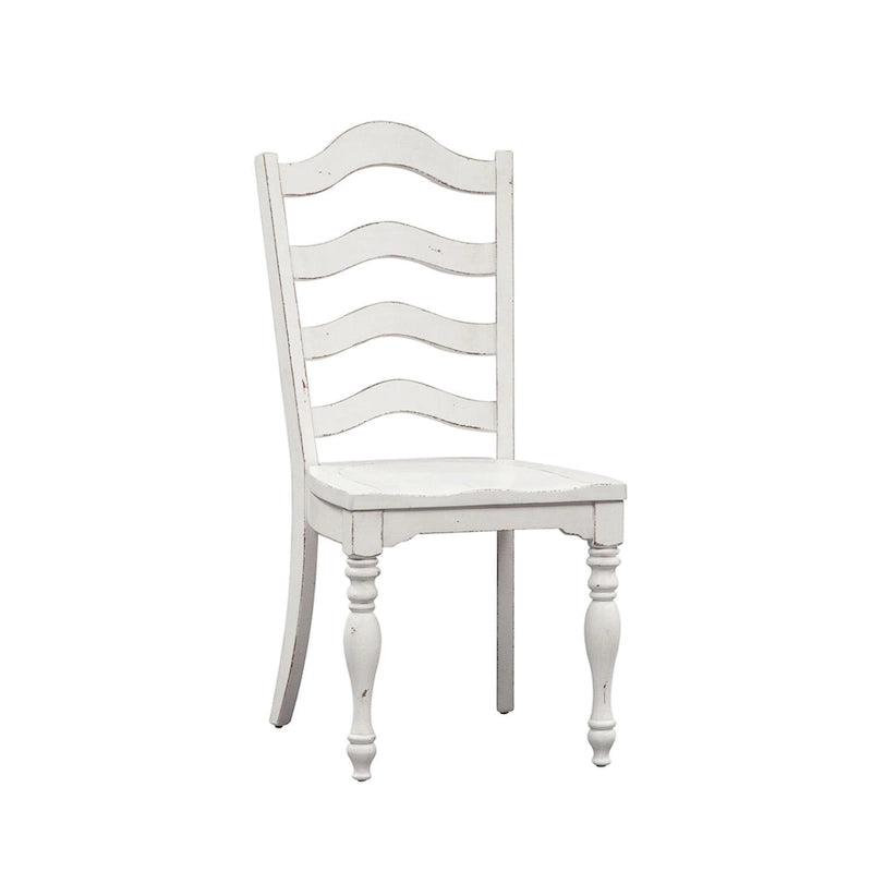 Chaise d'appoint à dossier échelle blanc antique (lot de 2)