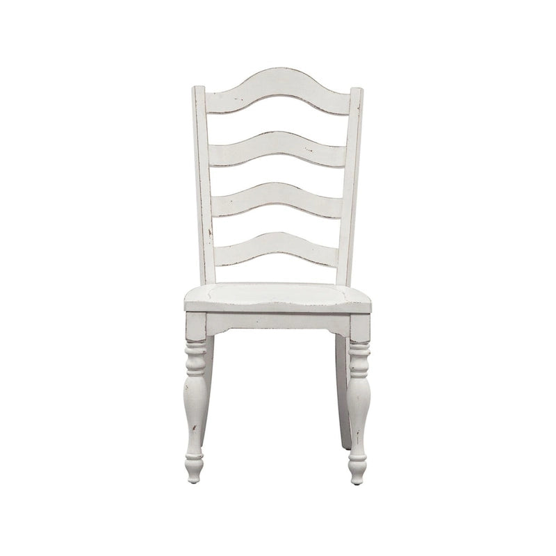 Chaise d'appoint à dossier échelle blanc antique (lot de 2)